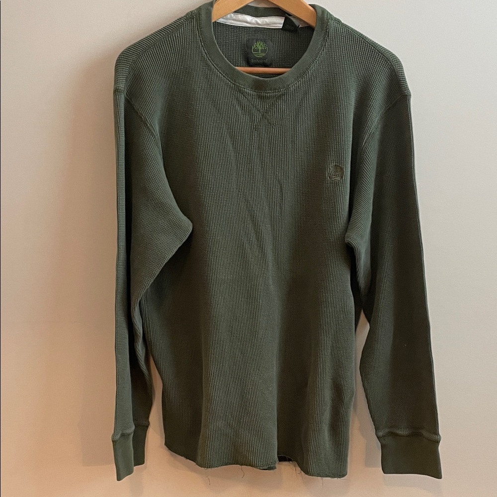 Timberland Men's Olive Crewneck Waffle Knit Sweater